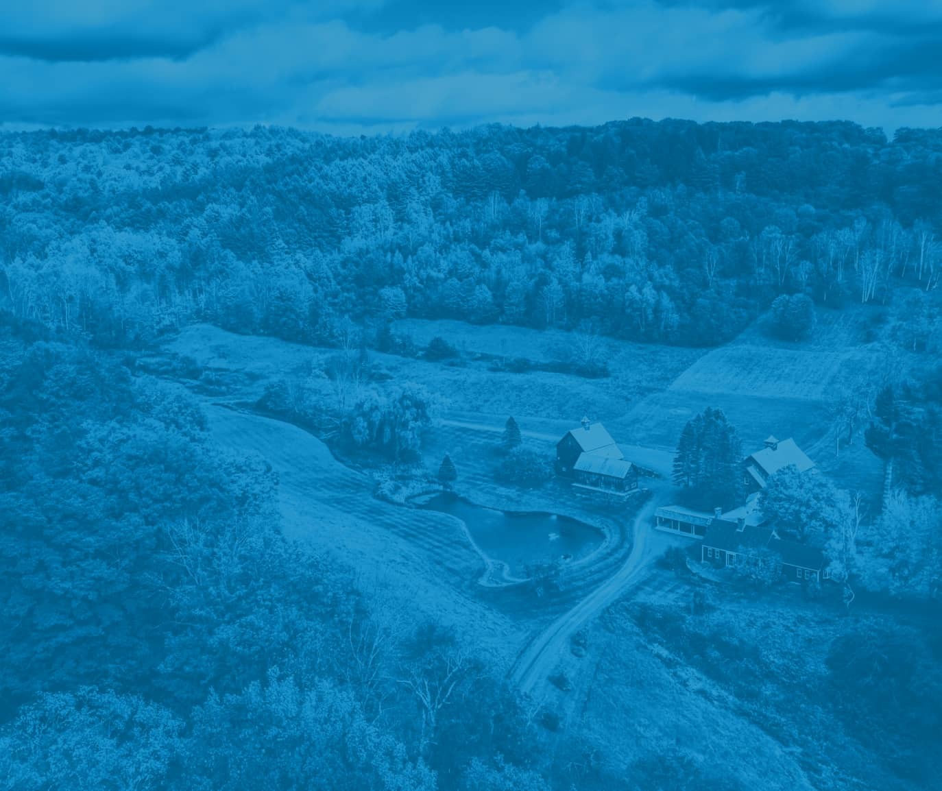blue filtered aerial of Vermont