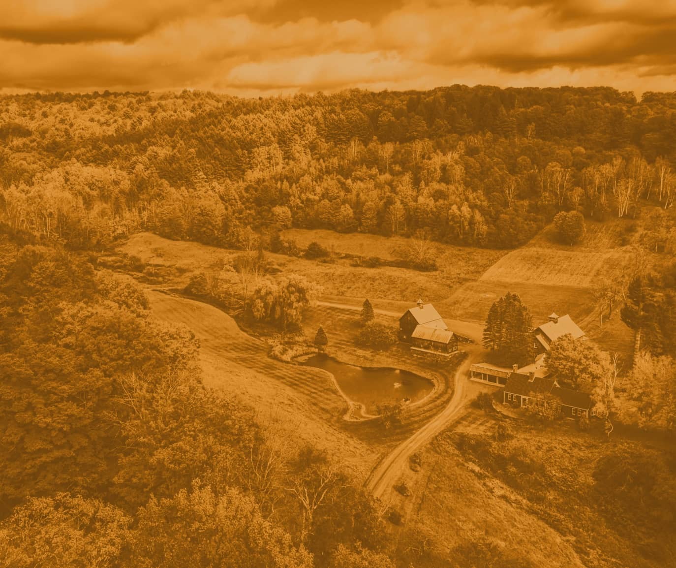 orange filtered aerial of Vermont