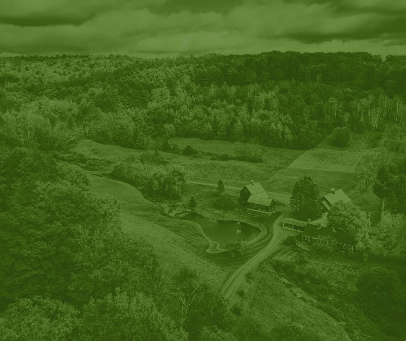 green filtered aerial of Vermont