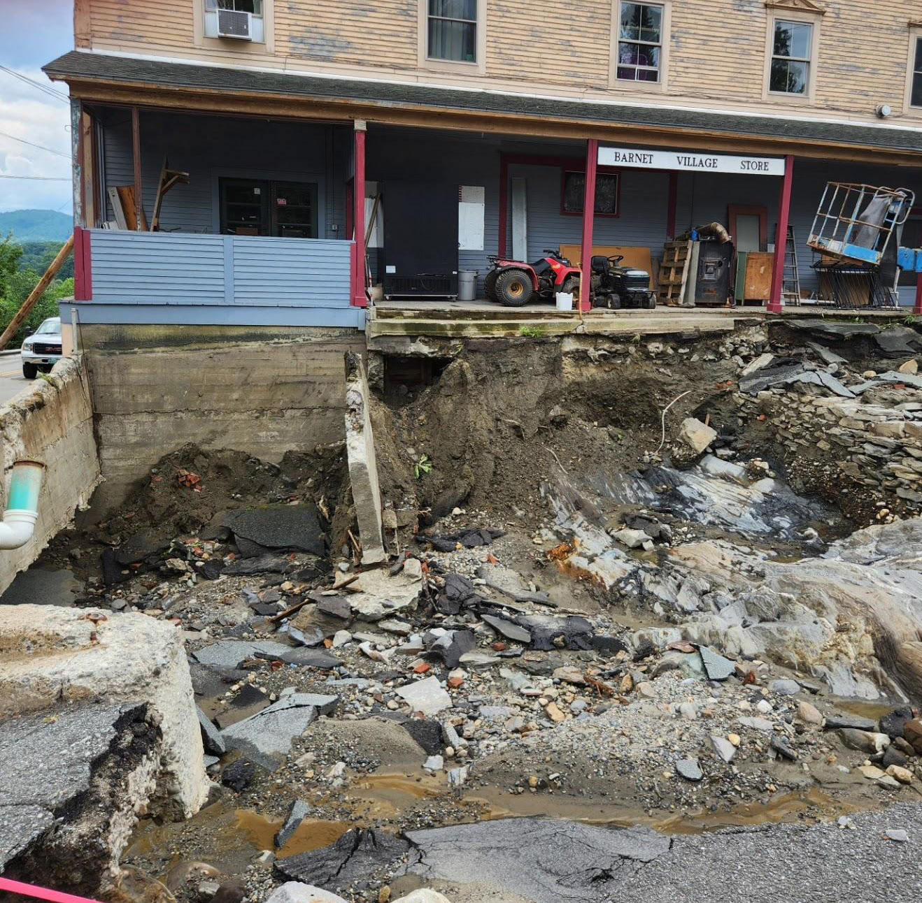 The devastation in front of the Barnet Village Store.