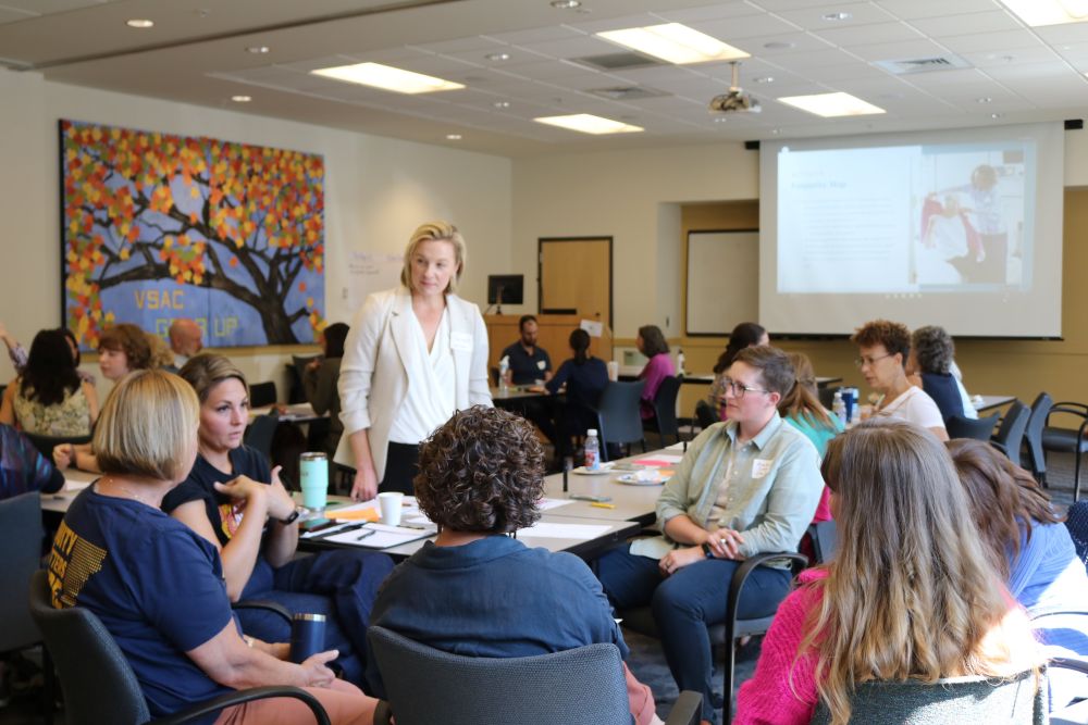 Consultant Sarah Audet facilitated a variety of strategic planning conversations at Vermont Works for Women's annual staff/board retreat in September 2024.