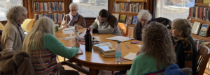 Participants in the Chelsea Area Senior Center's Ripe to Write Writing Workshops gather at the Chelsea Library. The workshops were supported by a 2025 Arts & Social Cohesion grant. Photo courtesy of Sue Pirie, Director of the Chelsea Area Senior Center.